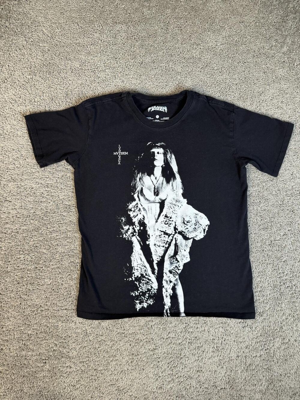 Mayhem Shirt Mens S Black Band Graphic Crew Neck Cotton Tagless White Print